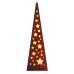 Χριστουγεννιάτικος Ξύλινος Διακοσμητικός Κώνος με Αστεράκια και 10 LED, Κόκκινο (38cm)